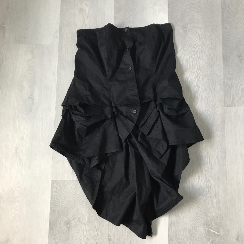 ADEPTT BLACK TUNIC TOP STAPLESS BUTTON FRONT GATHERED FRONT WOMENS XL